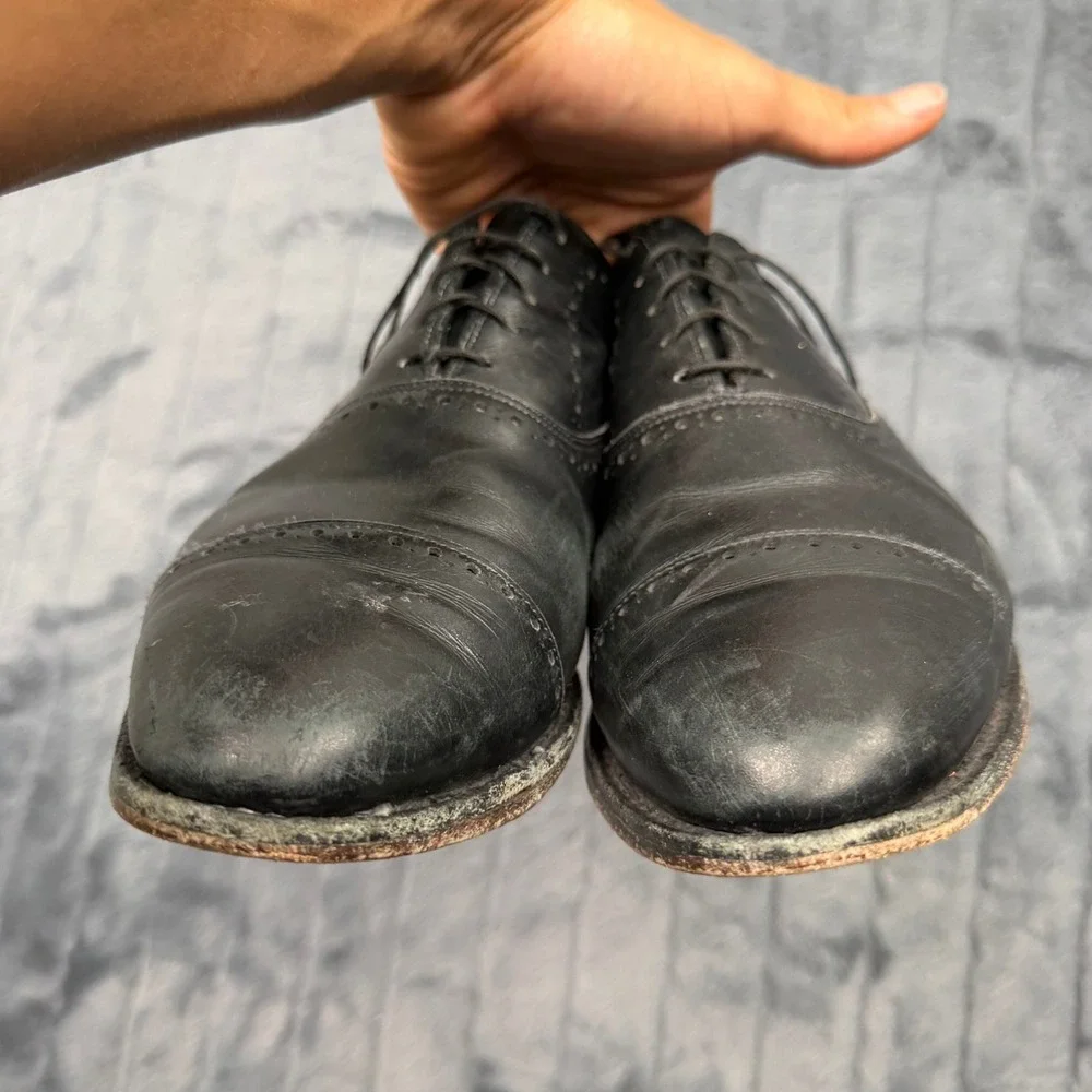 Allen Edmonds Mens Fifth Avenue Black Leather Cap Toe Oxford Shoes 9.5 3E 5406
